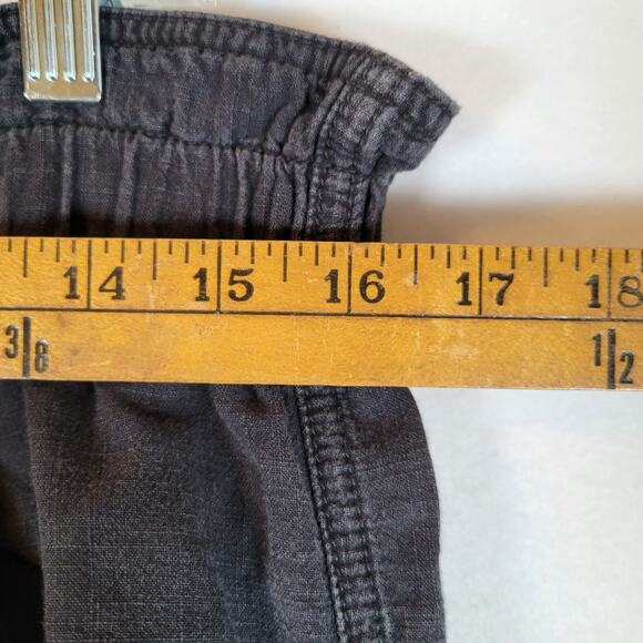 Anthropologie Womens Pull On Straight Chambray Paperbag Pants Size Medium Black - Picture 7 of 10
